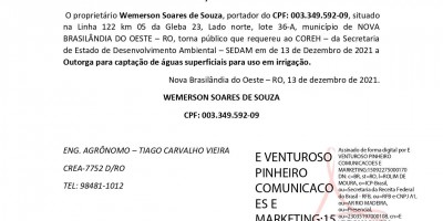 SOLICITAÇÃO DE OUTORGA  - Wemerson Soares de Souza