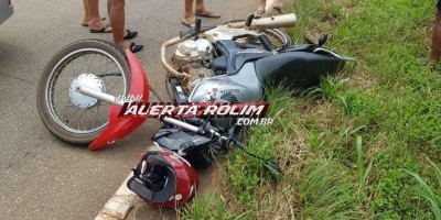 Motociclista e passageira sofrem queda de moto, após pneu furar na RO-383 zona rural de...