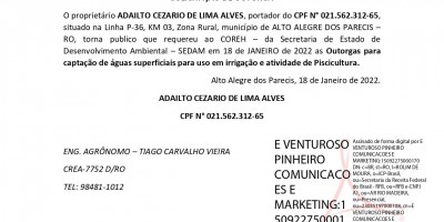 SOLICITAÇÃO DE OUTORGA - ADAILTO CEZARIO DE LIMA ALVES