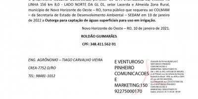 SOLICITAÇÃO DE OUTORGA - ROLDÃO GUIMARÃES