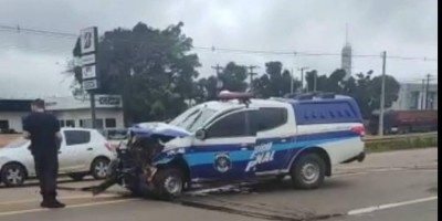 Viatura da Polícia Penal se envolve em acidente na BR-364 em Vilhena; veja o vídeo