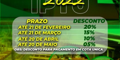 Rolim de Moura: Pagamento do IPTU com 20% de desconto vai até segunda-feira (21)