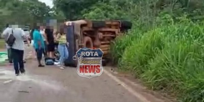 Caminhonete capota próximo a Cerejeiras e deixa feridos; veja o vídeo