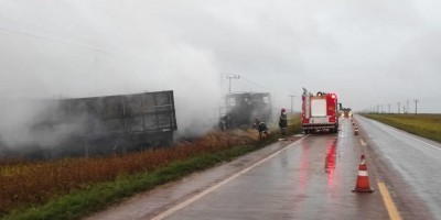 Carretas batem de frente, pegam fogo e motorista morre carbonizado no Mato Grosso; veja o...