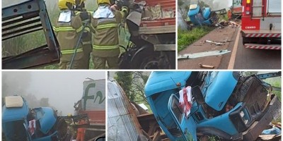 Colisão entre caminhões deixa um morto na BR-364 em Pimenta Bueno