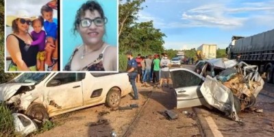 Duas mulheres e duas crianças de 3 e 6 anos morrem em grave acidente na BR-174 no MT