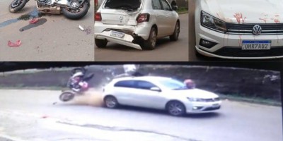 Motociclista fica feria após colidir na traseira de carro e ''voar'' por cima do...