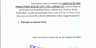 EDITAL DE CONVOCAÇÃO - APRORUNVI 