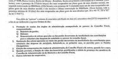 EDITAL DE CONVOCAÇÃO - COOAPROLIM - MARÇO 22