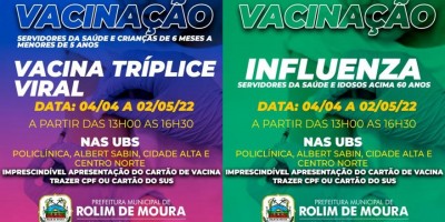 Secretaria de saúde de Rolim de Moura inicial imunização contra Influenza e Sarampo a...