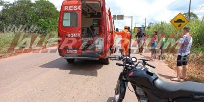 Acidente entre moto e carro deixa um ferido em Rolim de Moura
