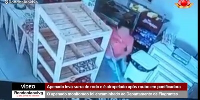 Apenado leva surra de rodo e é atropelado após roubo em panificadora; veja o vídeo