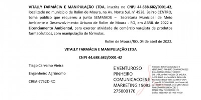  LICENCIAMENTO AMBIENTAL  - VITALLY FARMÁCIA E MANIPULAÇÃO LTDA