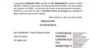 SOLICITAÇÃO DE OUTORGA - REINALDO LOPES