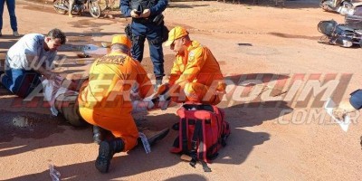 Idoso sofre fratura na perna após ter moto atingida por carro em Rolim de Moura