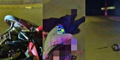 Mulher é socorrida com suspeita de traumatismo craniano ao 'rampar' quebra-molas em...