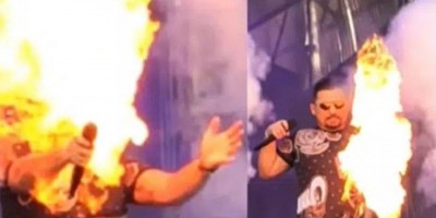 Xand Avião tem rosto atingido por fogo durante show; veja o vídeo