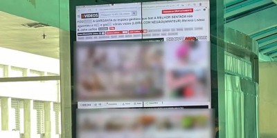 Painéis do Aeroporto Santos Dummont, no RJ, exibem vídeos pornô após serem...