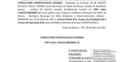 PEDIDO LICENÇA AMBIENTAL - CONSULTORIO ODONTOLOGICO AVENIDA 