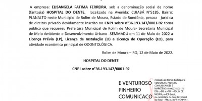PEDIDO LICENÇA AMBIENTAL - HOSPITAL DO DENTE