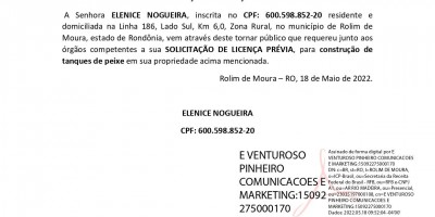SOLICITAÇÃO DE LICENÇA PRÉVIA  - ELENICE NOGUEIRA