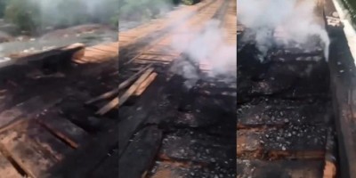 Moradores colocam fogo em ponte do Rio Preto após mortes de criança de 02 e 16 anos;...