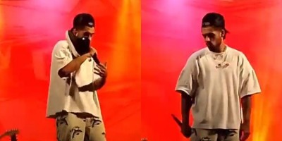 Cantor Zé Felipe é surpreendido com sapatada durante show; veja o vídeo