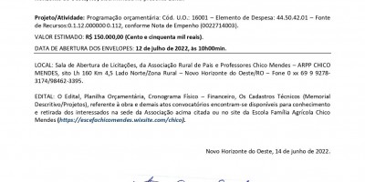 AVISO DE LICITAÇÃO - TOMADA DE PREÇOS - ARPP CHICO MENDES 