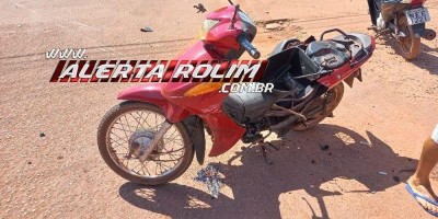 Mulher fica ferida após colisão entre moto e carro em Rolim de Moura 