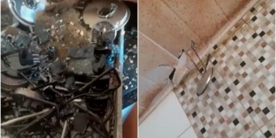 Panela de pressão explode, destrói fogão e tampa fica presa no forro da cozinha; veja...