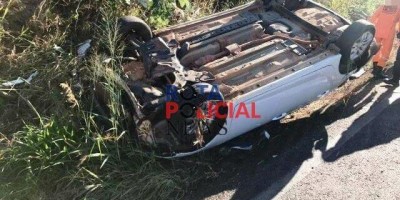 Motorista capota carro na BR-435 entre Colorado do Oeste e Cerejeiras
