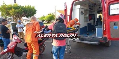 Colisão entre carro e moto deixa uma pessoa ferida em Rolim de Moura
