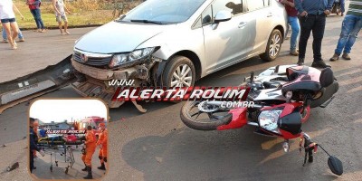 Motociclista é socorrido em estado grave após colisão com carro em Rolim de Moura