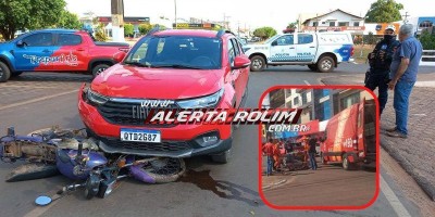 Rolim de Moura: Motociclista fica ferido após colidir em veículo que avançou Av. 25 de...