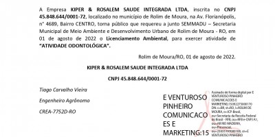 LICENCIAMENTO AMBIENTAL - KIPER & ROSALEM SAUDE INTEGRADA LTDA