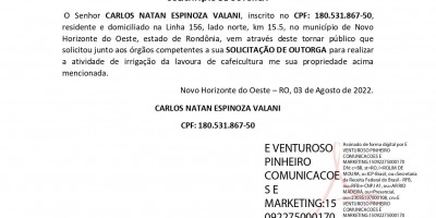 SOLICITAÇÃO DE OUTORGA - CARLOS NATAN ESPINOZA VALANI