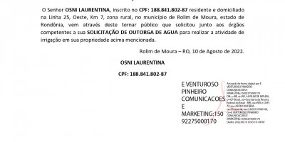  SOLICITAÇÃO DE OUTORGA  - OSNI LAURENTINA