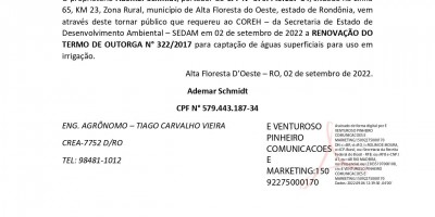 RENOVAÇÃO DE OUTORGA - Ademar Schmidt