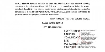 SOLICITAÇÃO DE OUTORGA - PAULO SERGIO BERGER