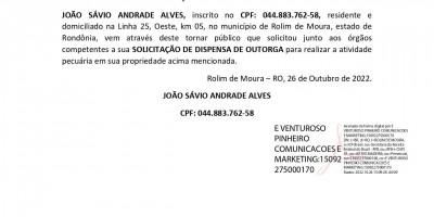  SOLICITAÇÃO DISPENSA DE OUTORGA - JOÃO SÁVIO ANDRADE ALVES 