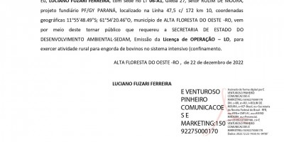 PEDIDO DE LICENÇA DE OPERAÇÃO - LO - LUCIANO FUZARI FERREIRA