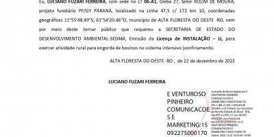 PEDIDO DE LICENÇA INSTALAÇÃO - LI - LUCIANO FUZARI FERREIRA