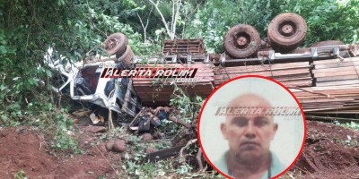 Motorista morre após caminhão carregado de madeira tombar na zona rural de Parecis