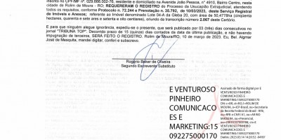 EDITAL - Processo da usucapião extrajudicial 