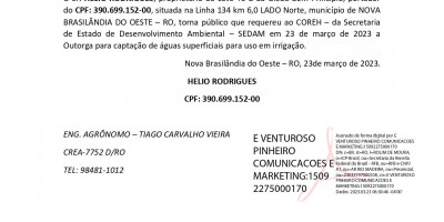 SOLICITAÇÃO DE OUTORGA - HELIO RODRIGUES 
