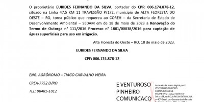 RENOVAÇÃO TERMO DE OUTORGA  - EURIDES FERNANDO DA SILVA