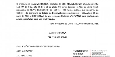 RETIFICAÇÃO TERMO DE OUTORGA - ELIAS MENDONÇA