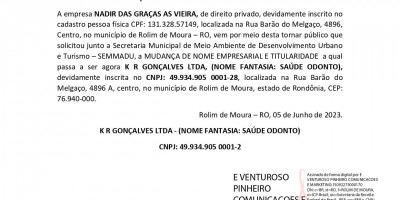  MUDANÇA DO NOME EMPRESARIAL E TITULARIDADE - SAÚDE ODONTO