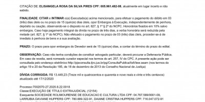 EDITAL DE CITAÇÃO - ELISANGELA DA ROSA SILVA PIRES 