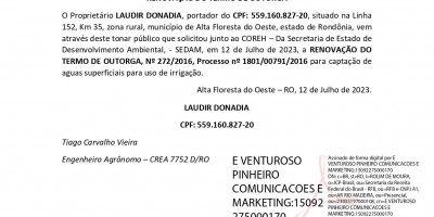 RENOVAÇÃO DO TERMO DE OUTORGA - LAUDIR DONADIA